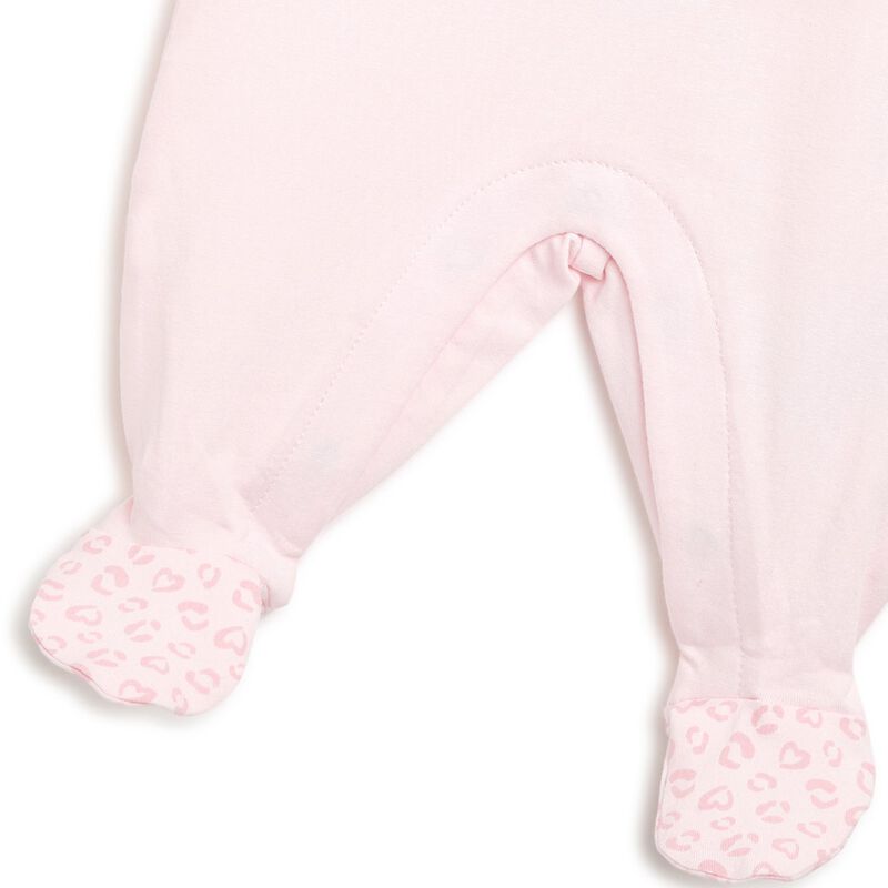 Girls Light Pink Printed Leg Opening Babysuit image number null